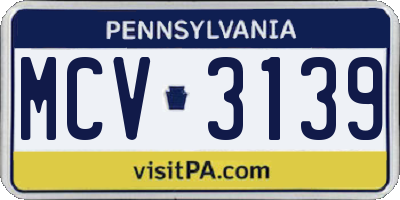 PA license plate MCV3139