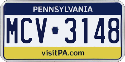 PA license plate MCV3148