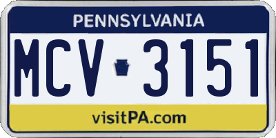 PA license plate MCV3151