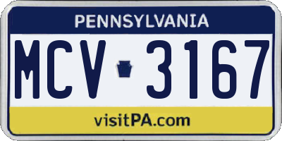 PA license plate MCV3167