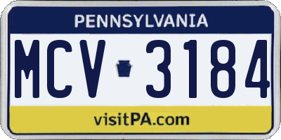 PA license plate MCV3184