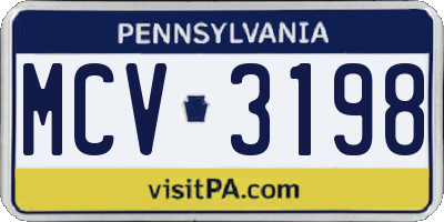 PA license plate MCV3198