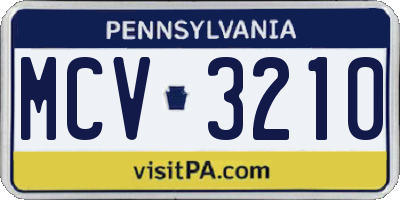 PA license plate MCV3210