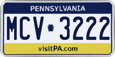 PA license plate MCV3222