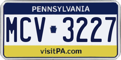 PA license plate MCV3227