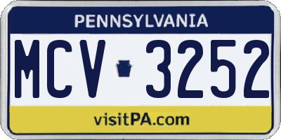 PA license plate MCV3252