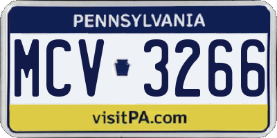 PA license plate MCV3266