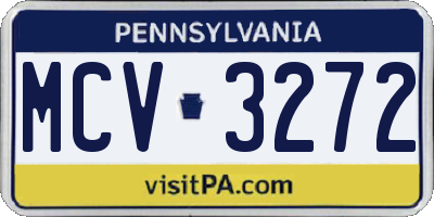 PA license plate MCV3272