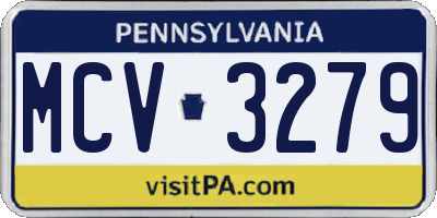 PA license plate MCV3279