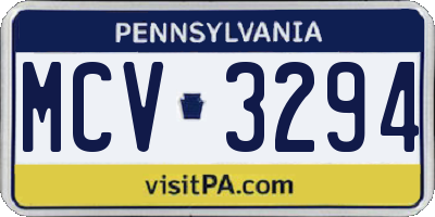 PA license plate MCV3294