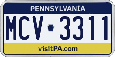 PA license plate MCV3311