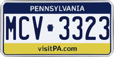 PA license plate MCV3323