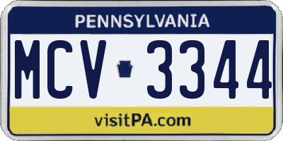 PA license plate MCV3344