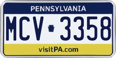 PA license plate MCV3358