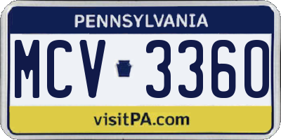 PA license plate MCV3360