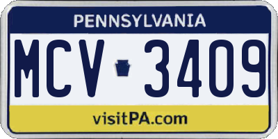 PA license plate MCV3409
