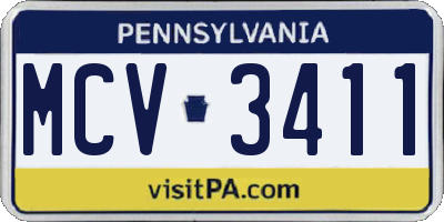PA license plate MCV3411