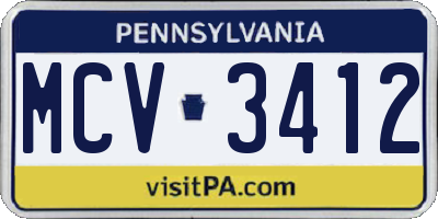 PA license plate MCV3412