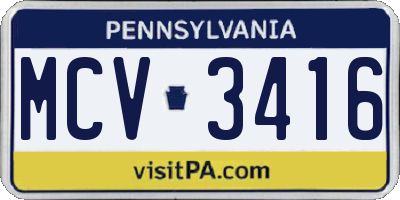 PA license plate MCV3416
