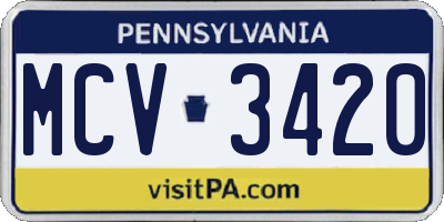 PA license plate MCV3420