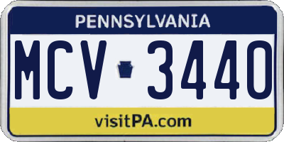 PA license plate MCV3440