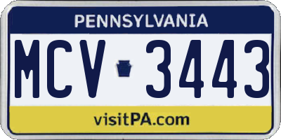 PA license plate MCV3443