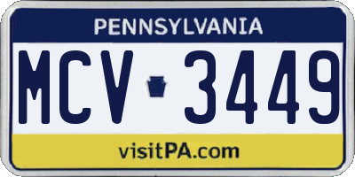 PA license plate MCV3449