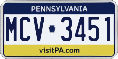 PA license plate MCV3451