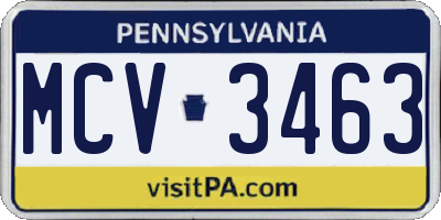 PA license plate MCV3463