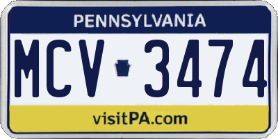 PA license plate MCV3474