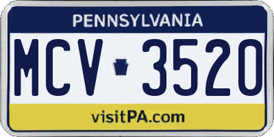 PA license plate MCV3520