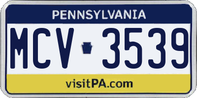 PA license plate MCV3539