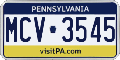PA license plate MCV3545