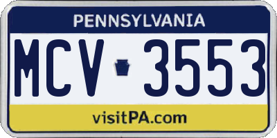 PA license plate MCV3553