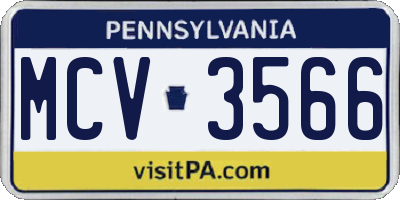 PA license plate MCV3566