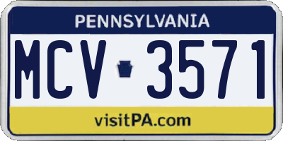PA license plate MCV3571