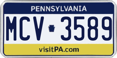 PA license plate MCV3589