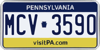 PA license plate MCV3590