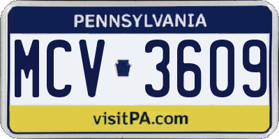 PA license plate MCV3609