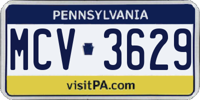 PA license plate MCV3629