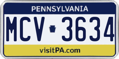 PA license plate MCV3634