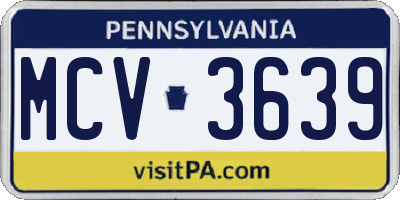 PA license plate MCV3639