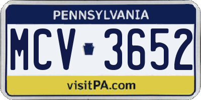 PA license plate MCV3652