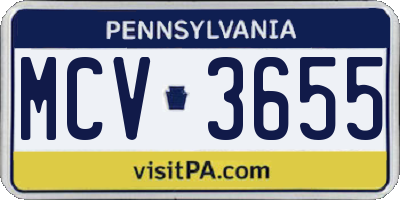 PA license plate MCV3655