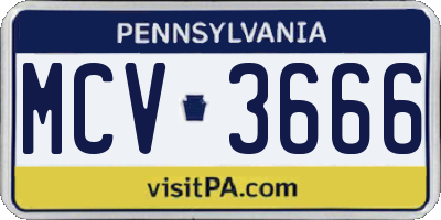 PA license plate MCV3666