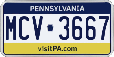 PA license plate MCV3667