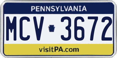 PA license plate MCV3672