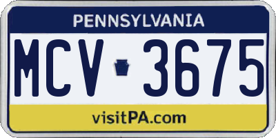PA license plate MCV3675