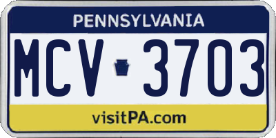 PA license plate MCV3703
