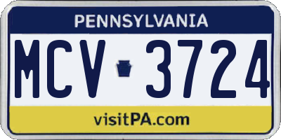 PA license plate MCV3724